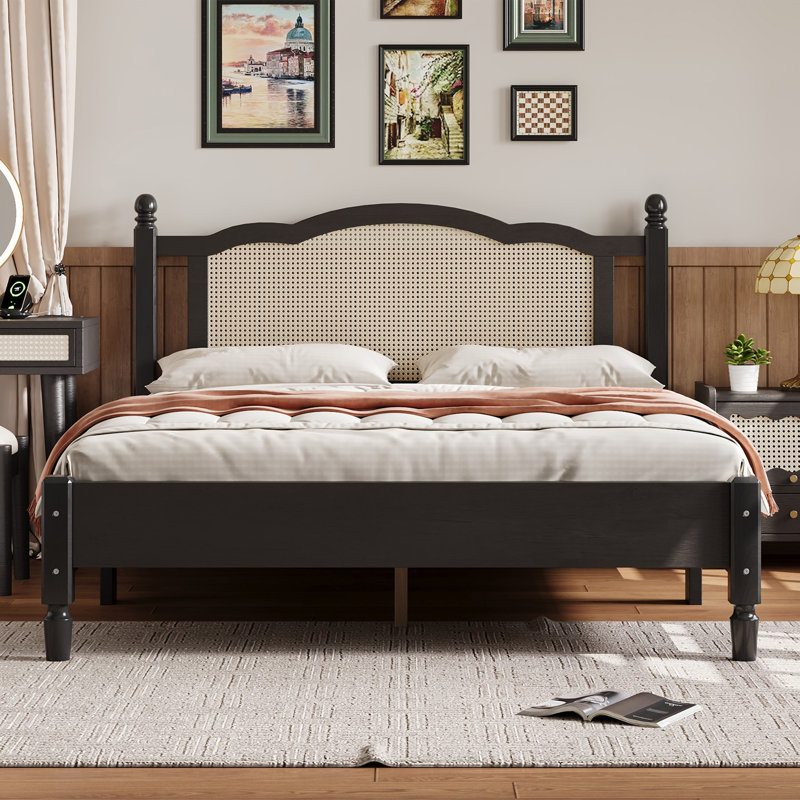 Gray rattan headboard sales